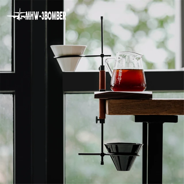 Kávészűrő Tartó Fa Alap Állítható Kézzel Készített Szűrő Állvány Kávé Csepegtető Kávézó Barista Kiegészítő - Image 5