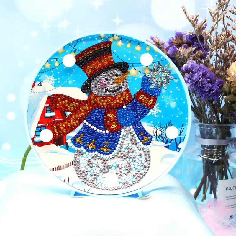 

Christmas Decoration LED Full Drill Diamond Painting Light Cross Stitch Embroidery Painting Night Light Gift DIY Lamp Home Decor