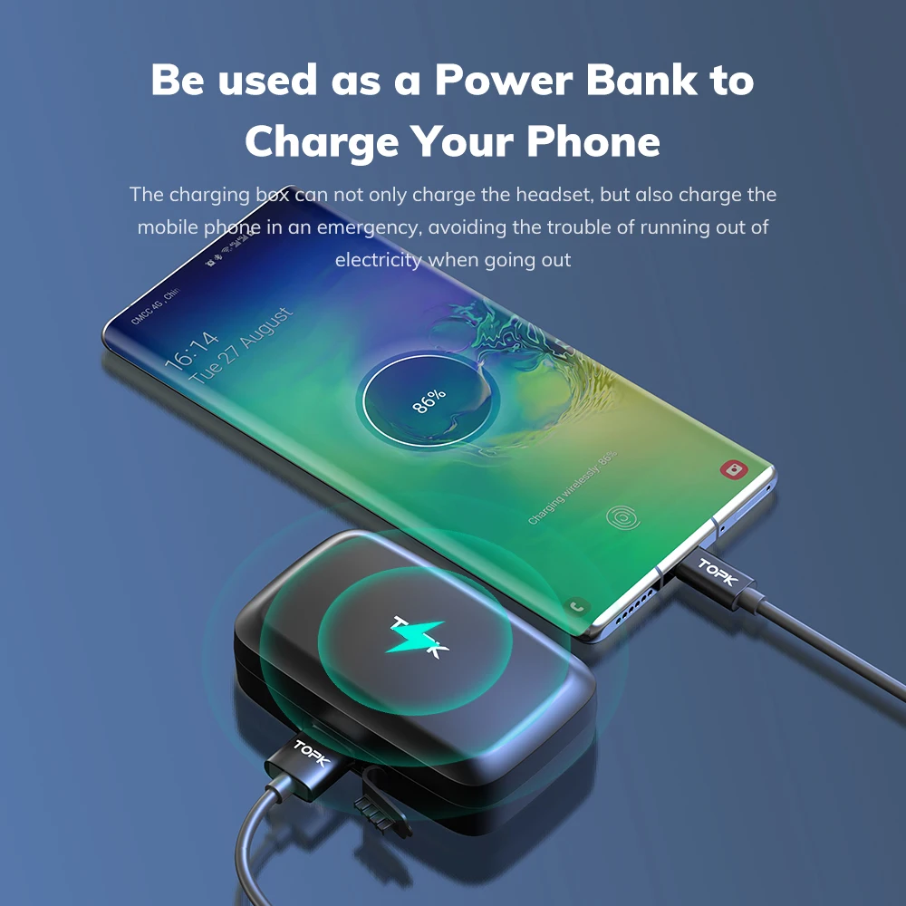 TOPK T10 TWS Bluetooth V5.0 Wireless 
