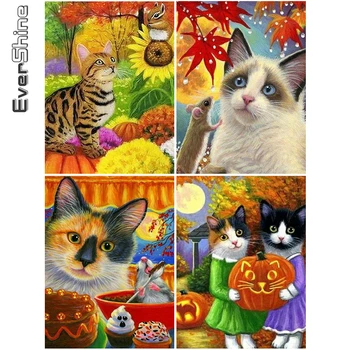 

Evershine 5D DIY Diamond Embroidery Cat Craft Kit Diamond Painting Autumn Animal Handicrafts Home Decorations