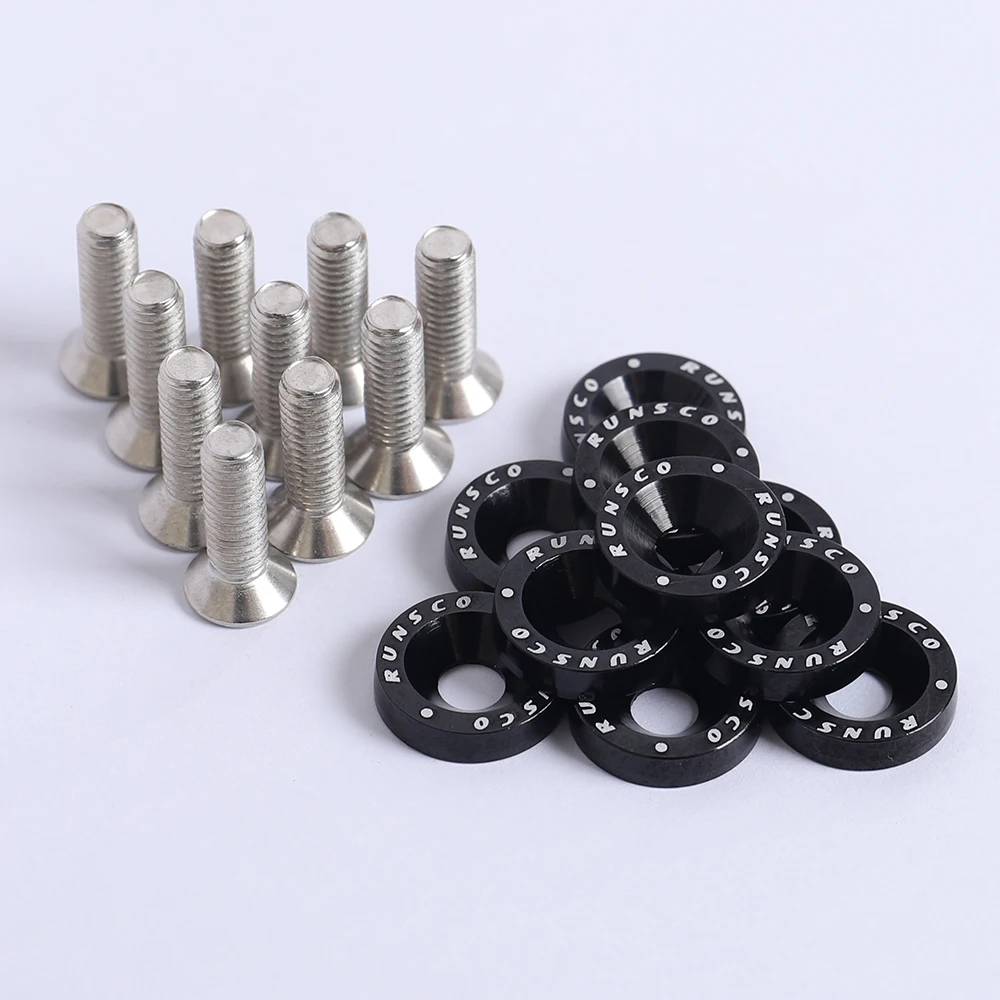 10Pcs/Pack fender washers Aluminum M6 Fender Washers and Bolt License Plate Frame Washer Bolts Honda Nissan Bmw