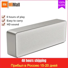 Xiaomi HD стерео динамик квадратная коробка 2 Bluetooth V4.2 1200 мАч Aux линейный-в громкой связи портативный беспроводной динамик с микрофоном