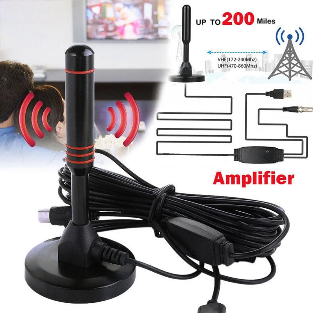 HD Digital Indoor Amplified TV Antenna 200 Miles Ultra HDTV With Amplifier VHF/UHF Quick Response Indoor Outdoor Aerial HD Set summer running clothes for men two piece breathable sportswear set with quick dry t shirt and shorts mens clothing