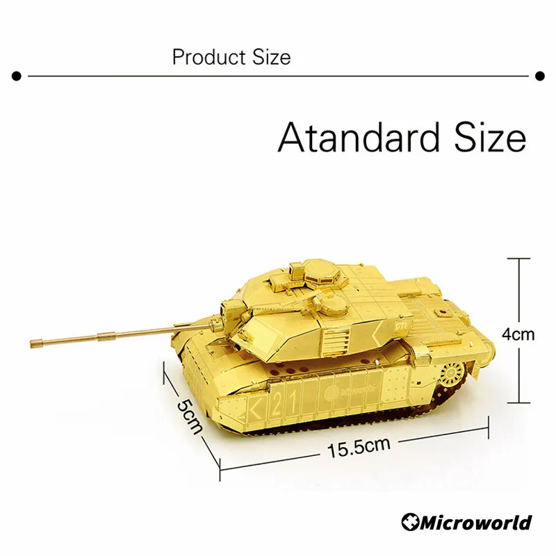 Microworld 3D Styling Tank Puzzle Toys Challenger 2 Tank Model Kits DIY Metal Jigsaw Teen Birthdays Gifts For Desktop Decoration 5
