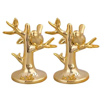 

2PCS Tree Shape Display Stands Ceramic Jewelry Holders Desktop Jewelry Organizers For Rings Earrings Bracelets
