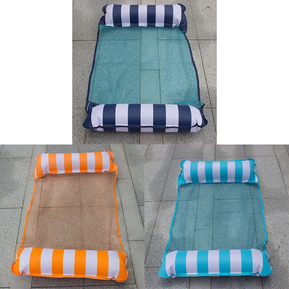 Environmentally Friendly Pvc Material Inflatable Floating Row Water Striped Hammock Inflatable Floating Bed