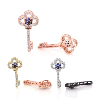 

New Mixed Color Micro Pave Key Beads Charms Pendant for Women Bracelet DIY Pendant Handmade Jewelry Accessories 10Pcs