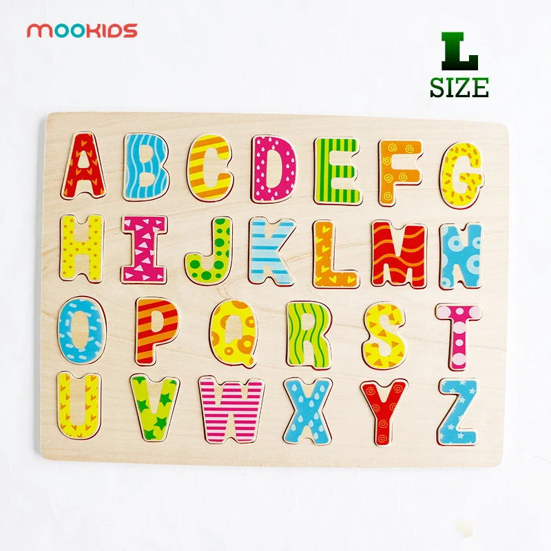 Mookids деревянные заглавные буквы головоломки деревянные головоломки детские развивающие игрушки для детей