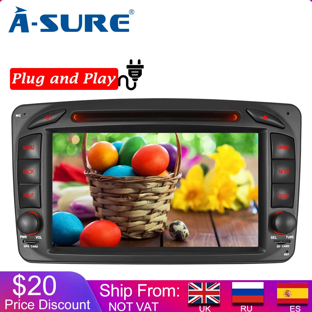 Автомагнитола A-Sure мультимедийное радио DVD GPS-навигация для Mercedes-Benz C/CLK Class W203 W209 Viano