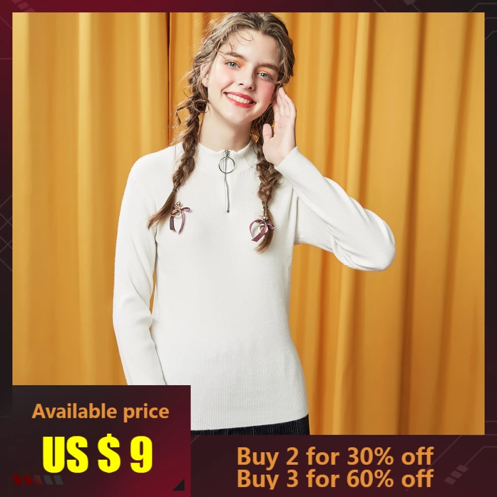 

METERSBONWE New Winter Female Sweater Hystyl Zipper Sweater