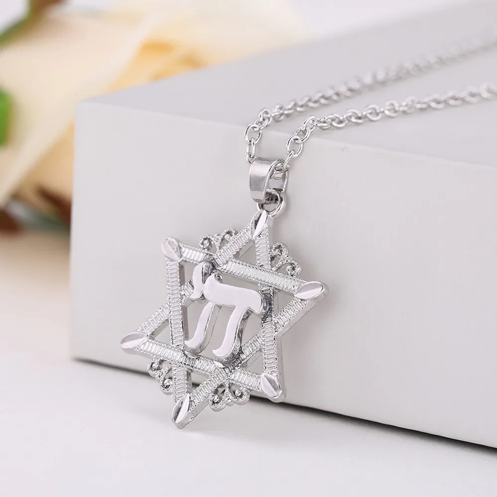 pendant necklaces pendant necklace LIKGREAT Israel Star of David Pendant Necklace for Men Chai Symbol Jewish Charms