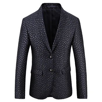 

Luxury Business Black Flower Point Jacquard Casual 2020 Autumn Blazer Hombre Suit Jacket Men Plus Size 5xl 4xl