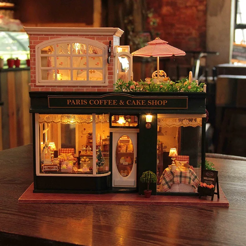 

Cute room diy Hut France Coffee Tour Hand-made Assembled Villa Birthday Gift