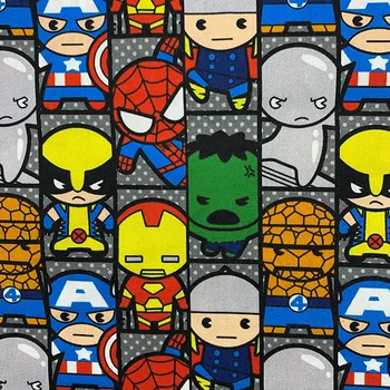 

Good Cartoon Ironman Capatin Digital printing Fabric Spiderman 100%Cotton Fabric Sewing Material DIY Children Shirt/Clothing