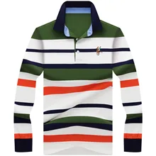 New Brand Men's Striped Long Sleeve Polo Shirt Men Autumn Full Sleeve Warm Shirt Casual Pocket Tops Plus Size S-3XL