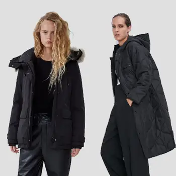 

2019 ZA Women's Cotton Clothing Fashion New Winter Loose Cotton Coat Coat Bohemian Women's Round Neck long-sleeved Slim Jacket