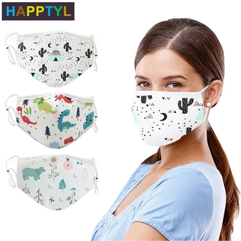 

HAPPTYL Fashion Cotton Black Mouth Face Mask Anti Dust Washable Reusable Mask Health Care for Man Women