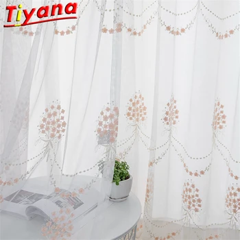 

Bouquet Embroidered Tulle Curtains for Living Room Flowers Eembroidery White Sheer Tulle for Balcony X-HM431#30