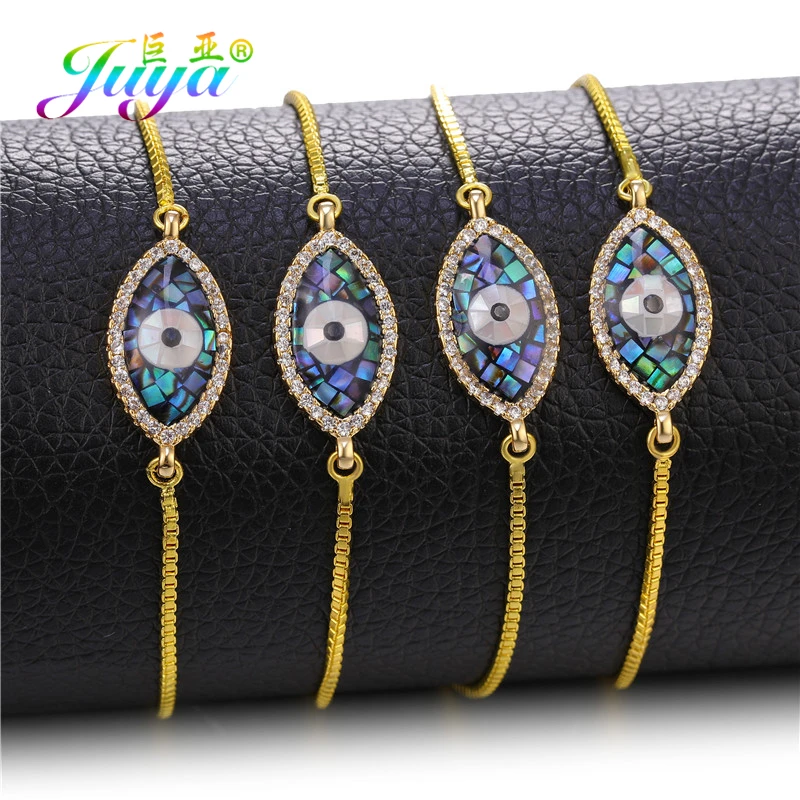 Juya Chains Supplies Luxury Shell Greek Evil Eye Bracelets For Women