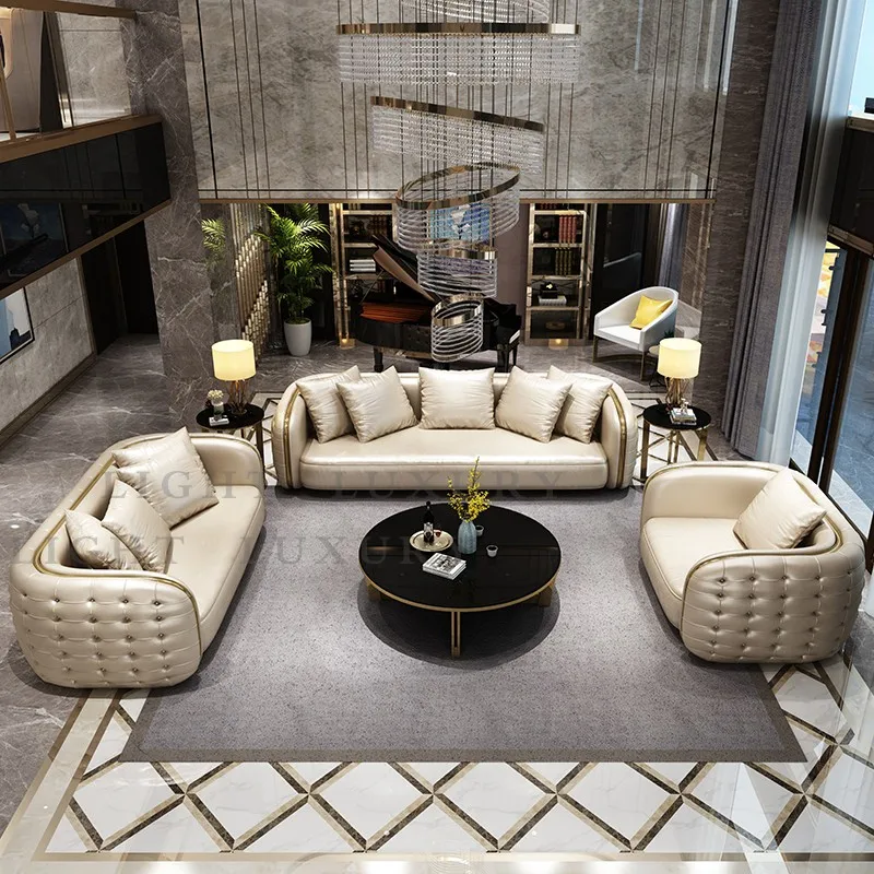 Luxury top quality living room furniture living room sofa set leather