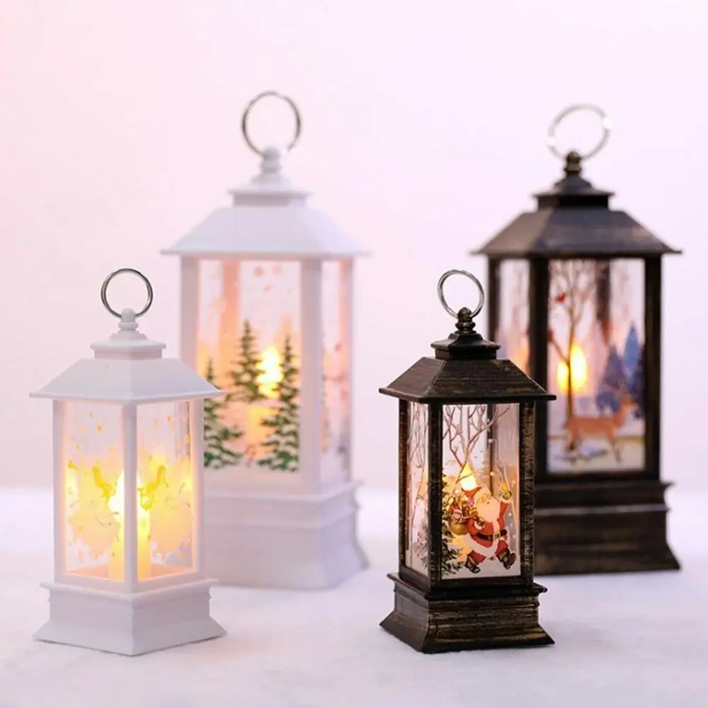 

AIR&TREE-B LED Christmas Candle with Holder LED Tea light Candles Cages Elk Santa Claus Printing Candlestick Flame Lamp Decor