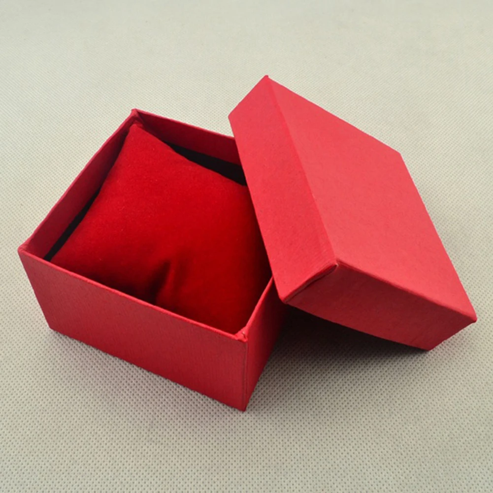 HOT Fashion Square Cardboard Storage Case Watch Bangle Jewelry Gift Box with Pillow Pads 8.8cm x 8.2cm x 5.5cm