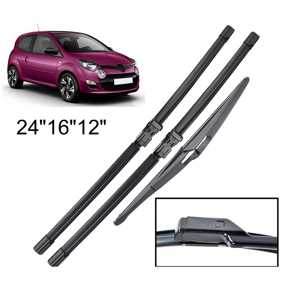 Erick's Wiper LHD Front &amp Rear Blades Set For Renault Twingo 2 BJ 2007 - 2014 Windshield Windscreen Window 24&quot+16&quot+12&quot |