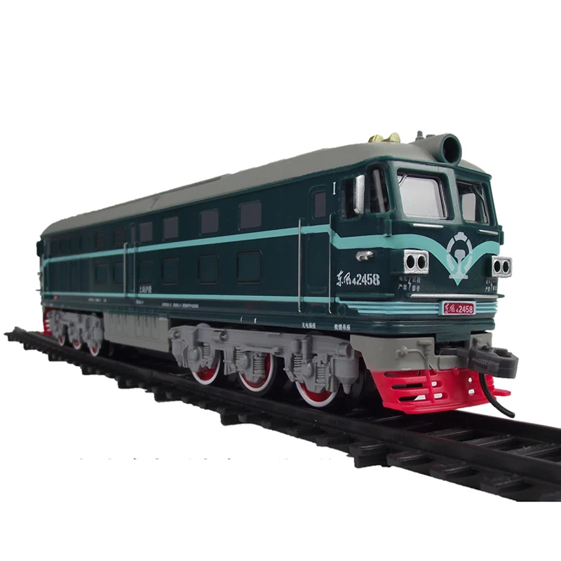 Большой Электрический Поезд Модель Набор Китай DF4B Тип дизельный локомотив Железнодорожный двигатель несколько вагонок может работать на треках детские игрушки