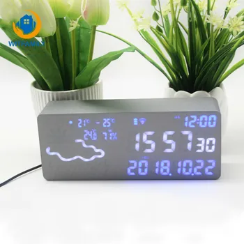 

Smart Alarm Clock Digital Electronic Weather Forecast Voice Control Thermometer Hygrometer Wifi Connection Led Silent Snooze