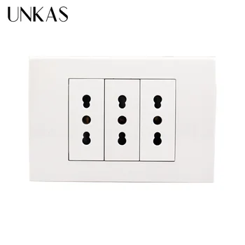 

UNKAS Wall Power Socket Plug 3 Way Italian / Chile Electrical Outlet 118mm*80mm AC 100~250V