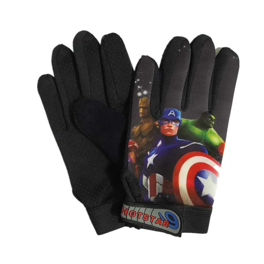 Avengers black Спортивные перчатки с кашемировой подкладкой, велосипедные перчатки на полный палец, детские противоскользящие, зимние велосипедные перчатки для мальчиков, Мстители, Человек-паук - Цвет: Avengers black
