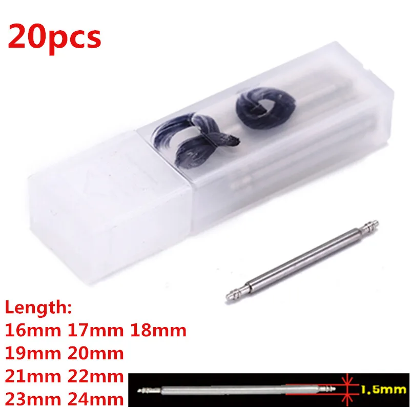 

Hot! 20PCS Watch Band Link Stainless Steel Spring Pin Bar Repair Strapping Parts Pins Watchmaker 20mm 22mm 24mm 18mm Dia 1.5mm