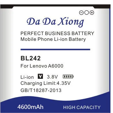 Da Xiong 4600 мАч BL242 аккумулятор для Lenovo A6000 A6010 A3860 A3580 A3900 LeMeng K3 K30 T|bl242 battery|battery for lenovobattery