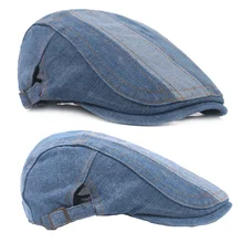 New Stylish Mens Blue Denim Berets Hat Outdoor Casual Newsboy Adjustable Caps
