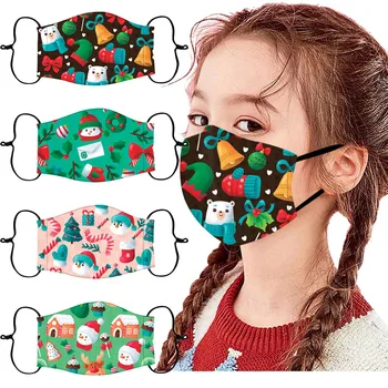 

Children's Christmas Print Windproof Face Mask Washable Mouth Mask Face Shield Reusable Breathable Face Shield Cloth mondmaskers