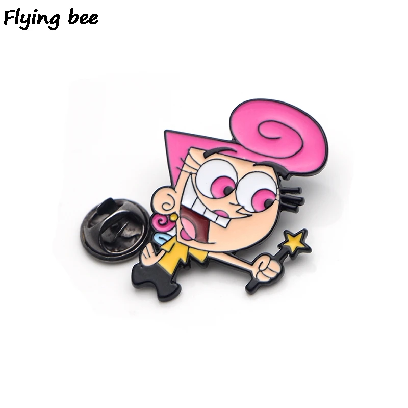 Flyingbee довольно оддродителей брошь и булавка мультфильм Красивые шпильки эмаль шпильки Нагрудный значок броши на булавке для женщин мужчин X0437