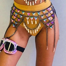 Блестящие стразы, драгоценные камни, мини юбки, черные полые металлические цепи, кисточка, пэчворк, сексуальная Женская Клубная одежда, летняя пляжная юбка, шикарная