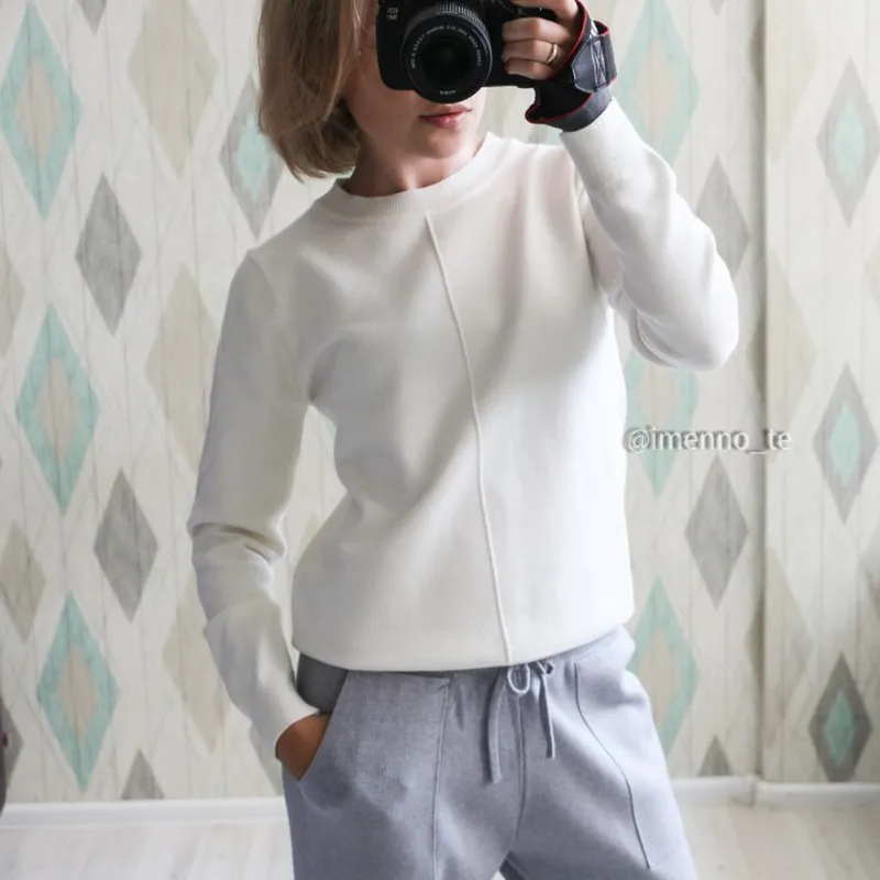 

GIGOGOU Women Basic Sweater Autumn Winter O Neck Pullovers Top Long Sleeve Solid Female Jumper Flat Knitted Christmas Sweater