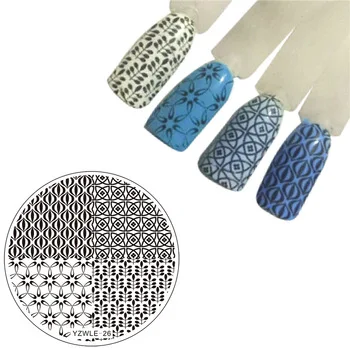 Round Manicure Stamping Template Vines Design 5.5cm Nail Art Image Plate