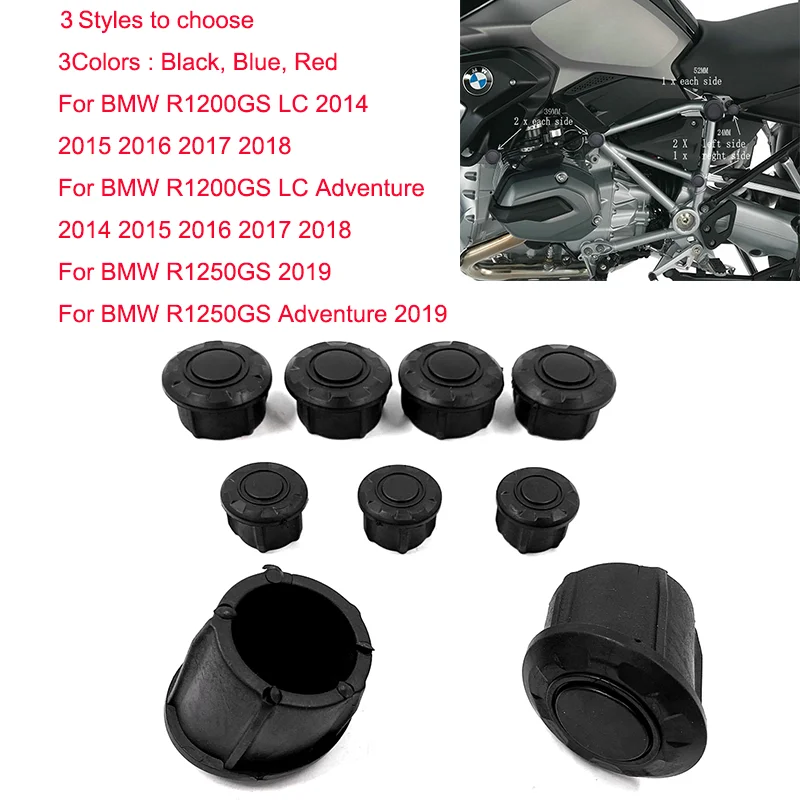 For BMW R 1200GS R1200GS LC Adventure ADV 2014-2018 R1250GS 2019 3 Color 9PCS Frame Hole Cover Caps Plug Decor Frame Cap Set