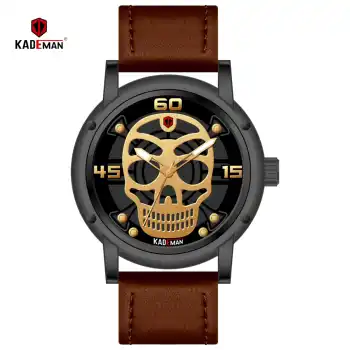 

KADEMAN Man Watch Quartz Clock Genuine Leather Strap Multicolor Waterproof High Quality 2019 Fashion Casual Design Mens Watches