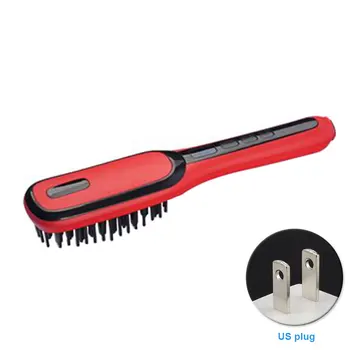 

Men Adjustable Temperature Beard Fast Heating Styling Brush Dual Voltage PTC Ceramic Anti Scald Salon Ionic Hair Straightener