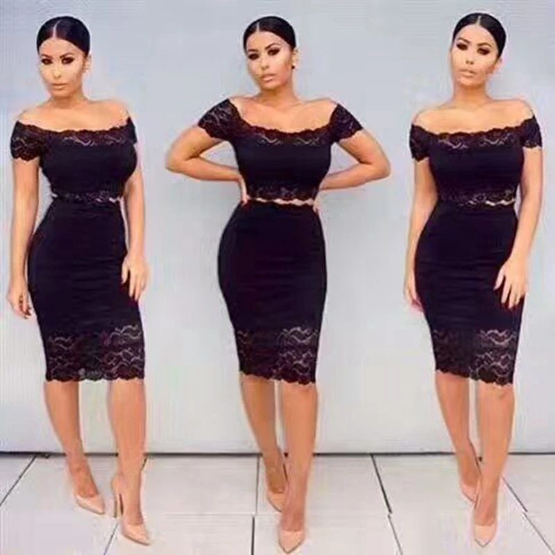 Летнее женское сексуальное платье из двух частей с коротким рукавом vestidos кружевное Бандажное платье бодикон открытые вечерние платья оптом