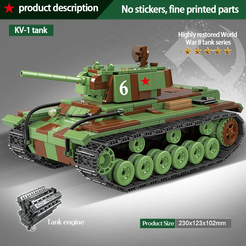  768 PCS Military Soviet Russia KV 1 Tank Building Blocks For legoingly tank City WW2 Soldier Police