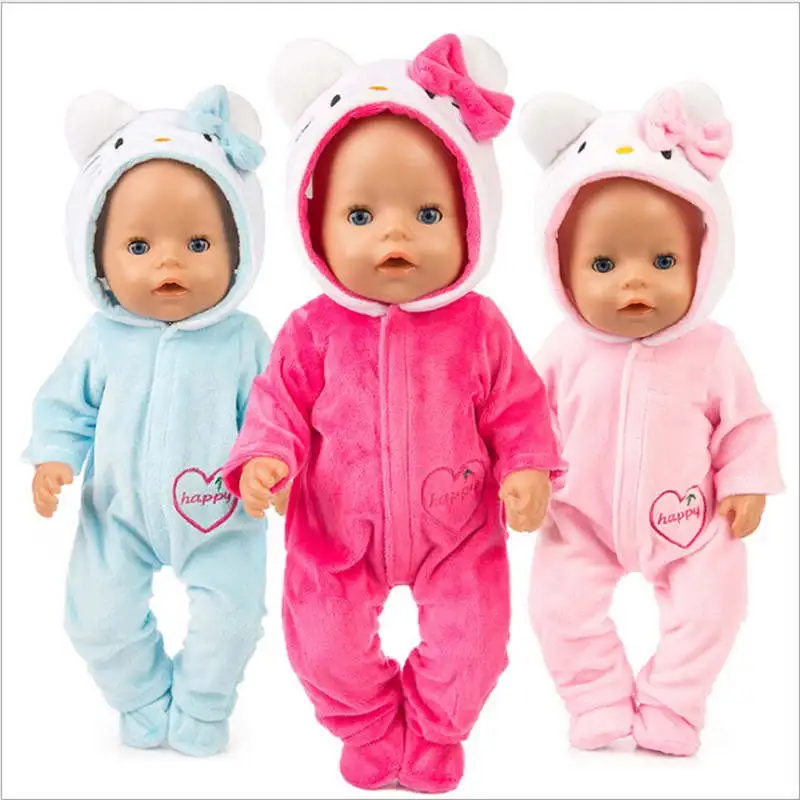 

Fit 17 inch 40 43cm Born New Baby Doll Clothes Doll Pink Unicorn pony kitty Accessories Clothes For Baby kids Birthday Gift