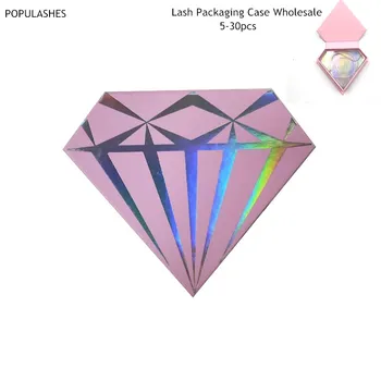 

10pcs wholesale Diamond Eyelash Packaging Box lash boxes packaging Case 3D mink lashes Laser Stripes empty case with tray