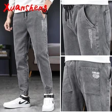 Браслет мужские джинсы классический бренд Харлан брюки стрейч Прямые повседневные синие Черные Серые Широкие брюки уличная Молодежная джинсы