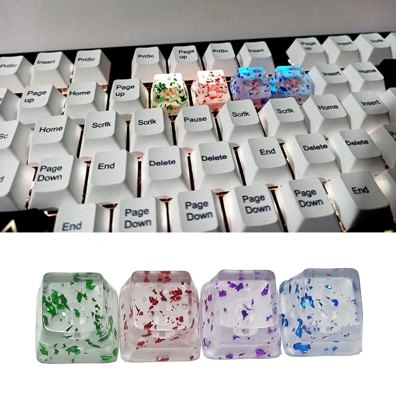 Only Keycap Diy Backlit Translucent Keycap 1 Key Sequins Keycaps For Mechanical Keyboard Installation Cherry Profile Mice Keyboards Accessories Aliexpress