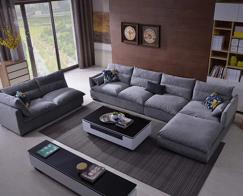 Высококачественный диван для гостиной, мебель для дома, современный дизайн, модный тканевый каркас, мягкий натуральный латекс, u-образная домашняя мебель
