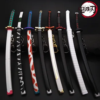 

22cm Anime Demon Slayer Cosplay Props Kimetsu No Yaiba Kamado Tanjirou The Katana Weapon Wheel Sword With Sheath Keychain